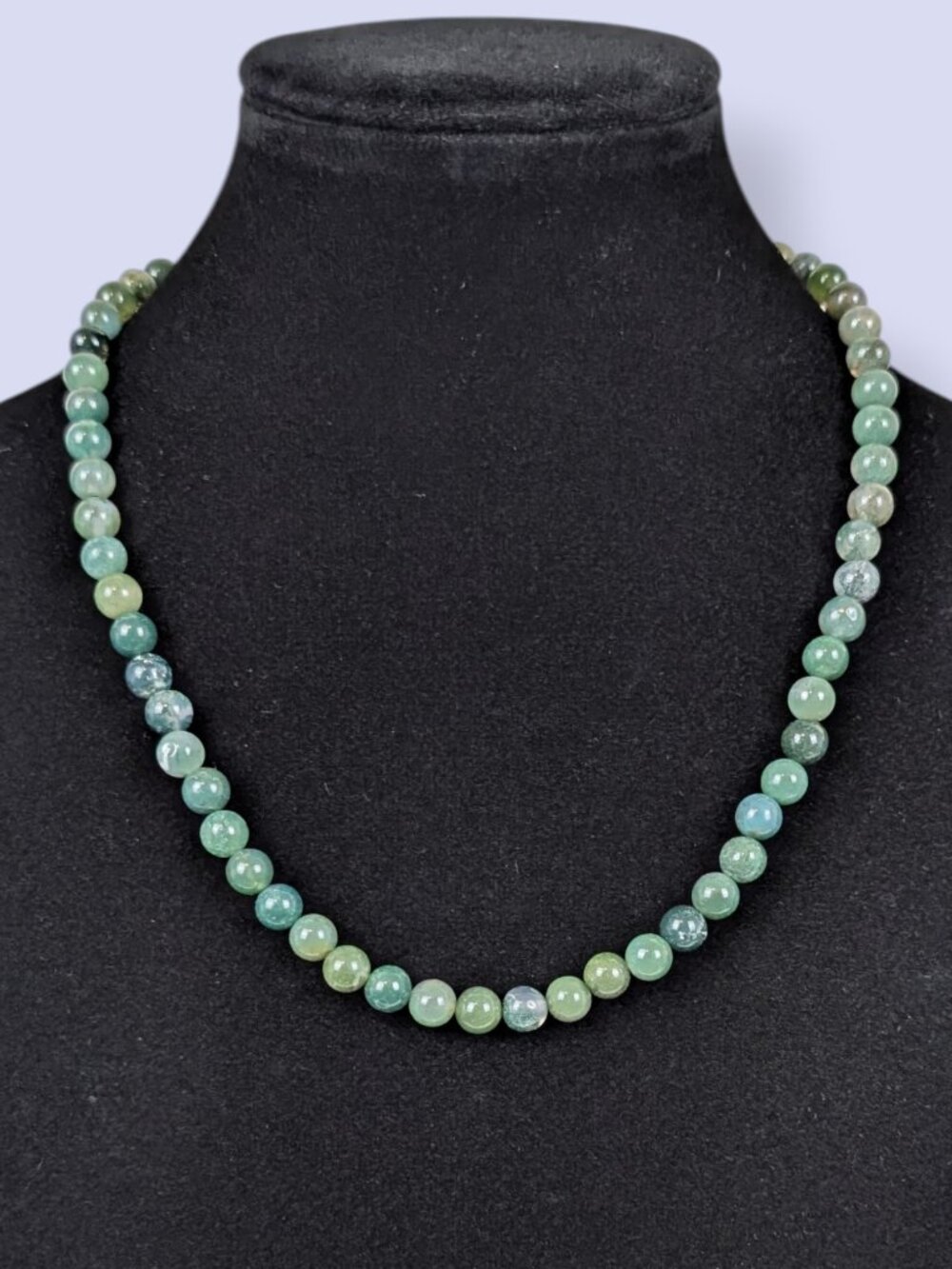 Blue & Green Moss Agate Beaded Necklace